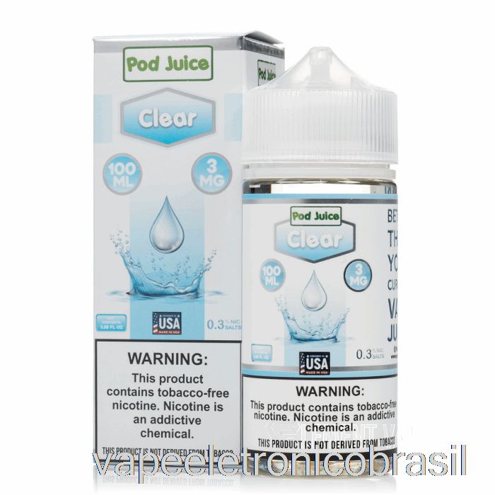 Vape Recarregável Clear - Suco De Vagem - 100ml 6mg
